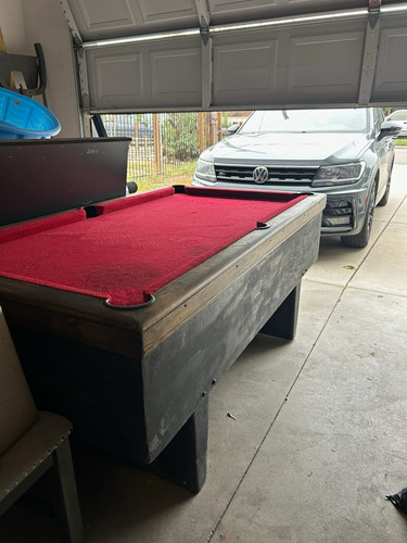 Red felt pool billiard table - red, pool/billiard