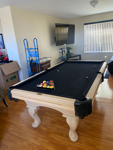 Tan color pool billiard table - pool,